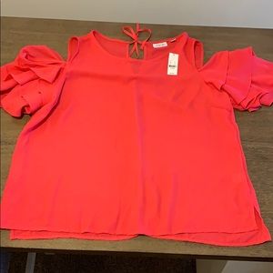NWT pink cold shoulder ruffle